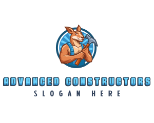 Kangaroo Construction Hammer logo design