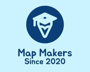 Graduation Cap Location Pin logo design