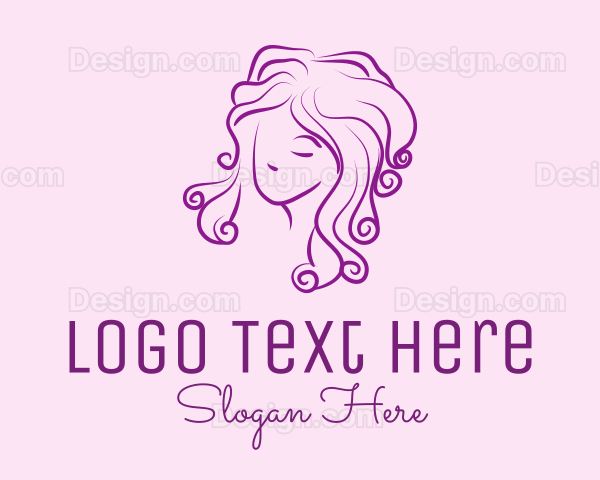 Feminine Curly Hair Logo