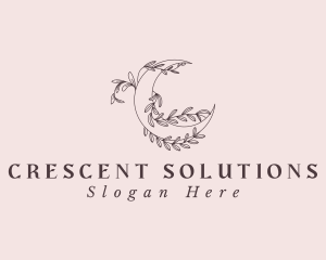 Floral Crescent Moon logo design