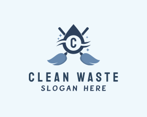 Mop Cleaning Droplet  Sanitation logo design