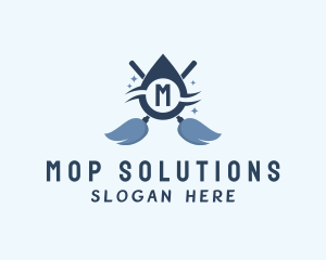 Mop Cleaning Droplet  Sanitation logo