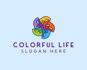 Fun Colorful Pinwheel logo design