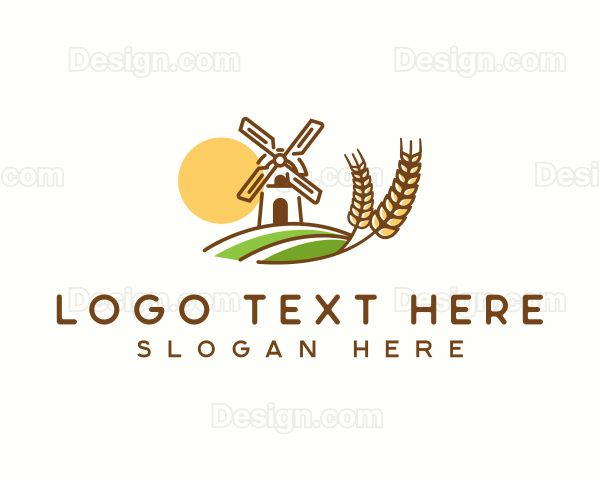 Flour Grain Windmill Logo