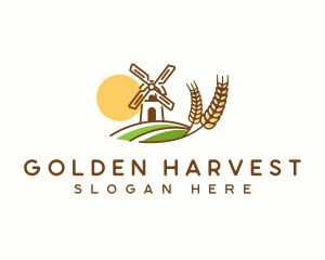 Flour Grain Windmill logo design