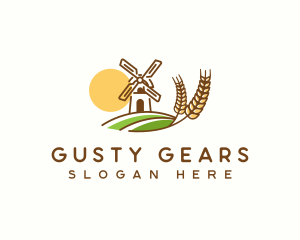 Flour Grain Windmill logo design