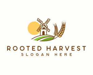 Flour Grain Windmill logo design