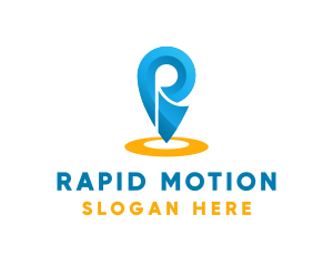 Blue Tracking Location Pin logo design