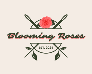 Floral Rose Needle logo design