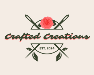 Floral Rose Needle logo design