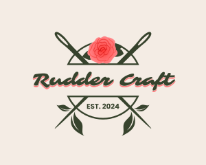 Floral Rose Needle logo design