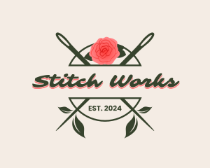 Floral Rose Needle logo design