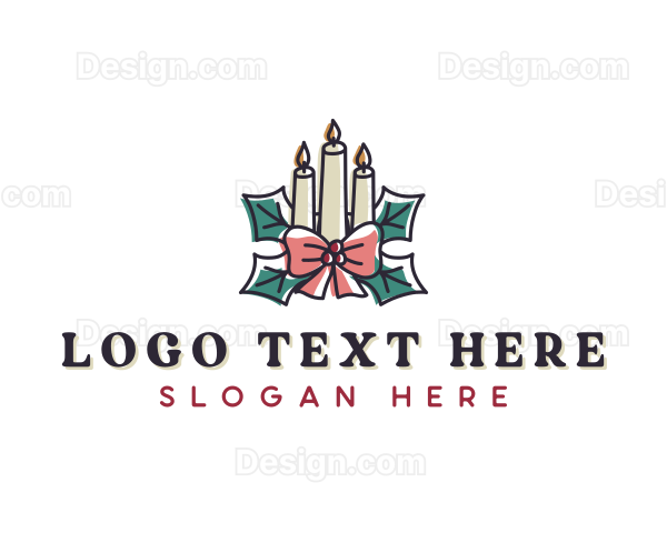 Candle Ribbon Christmas Logo