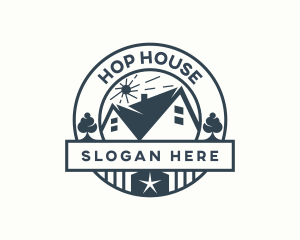 Sun House Roofing Badge logo design