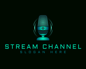 Podcast Streaming Microphone logo design