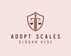 Sword Justice Scale Shield logo design