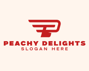 Wings Delivery Letter P logo design