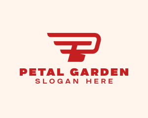 Wings Delivery Letter P logo design