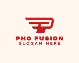 Wings Delivery Letter P logo design