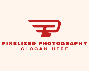 Wings Delivery Letter P logo design