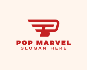 Wings Delivery Letter P logo design