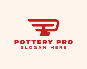 Wings Delivery Letter P logo design