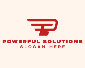 Wings Delivery Letter P logo design