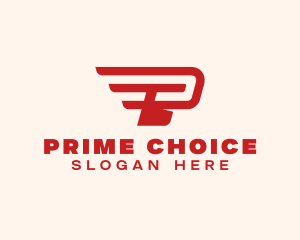 Wings Delivery Letter P logo design