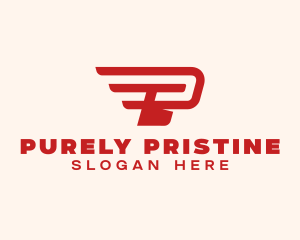 Wings Delivery Letter P logo design