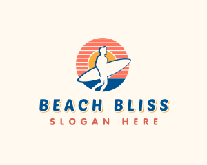 Surfing Beach Sunset logo design