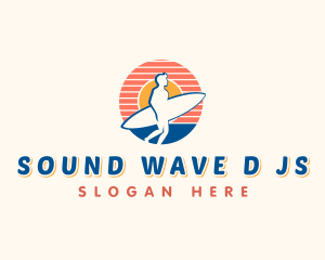 Surfing Beach Sunset logo design