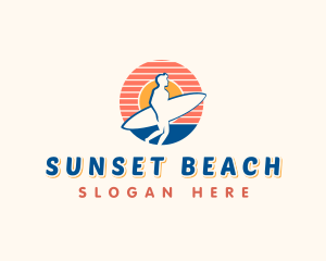 Surfing Beach Sunset logo design