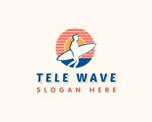 Surfing Beach Sunset logo design