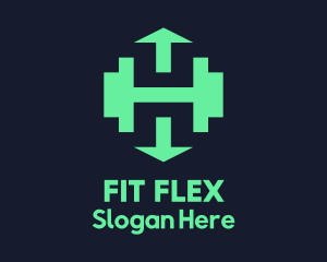 Green Dumbbell Arrow Fitness logo design