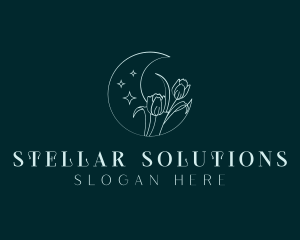 Tulip Flower Moon logo design