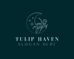 Tulip Flower Moon logo design