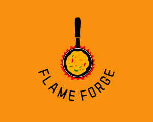 Cooking Pan Flame logo design