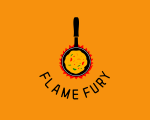 Cooking Pan Flame logo design