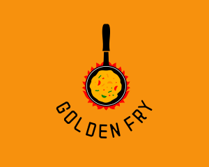 Cooking Pan Flame logo design