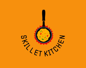 Cooking Pan Flame logo design