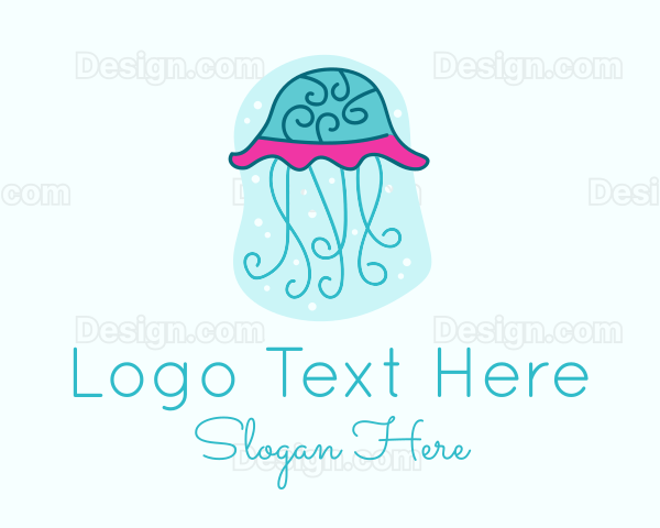 Underwater Ocean Jellyfish Logo