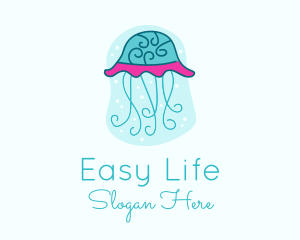 Underwater Ocean Jellyfish logo design