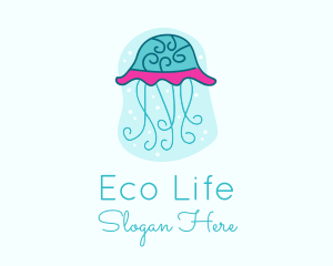 Underwater Ocean Jellyfish logo design