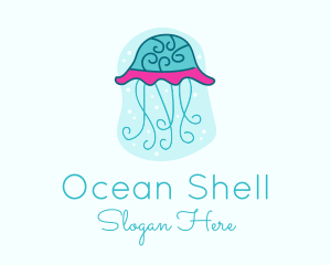 Underwater Ocean Jellyfish logo design