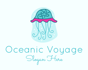 Underwater Ocean Jellyfish logo design