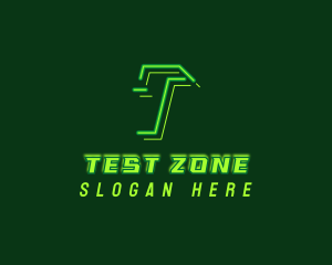 Neon Retro Gaming Letter T logo design