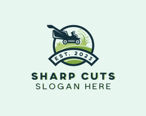 Lawn Mower Grass Cutting logo design