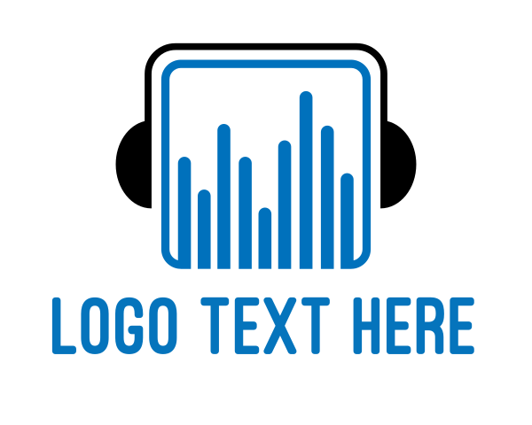 Blue Headphones logo example 2