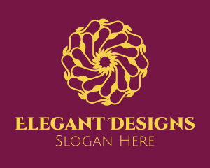 Elegant Golden Flower logo design