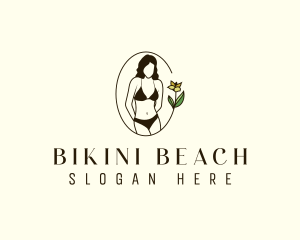 Woman Bikini Floral logo design